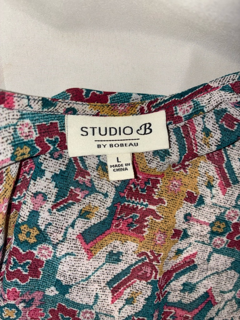 StudioB Floral Print Kimono w/ Sage Green Relaxed Tee - Picture 7 of 8
